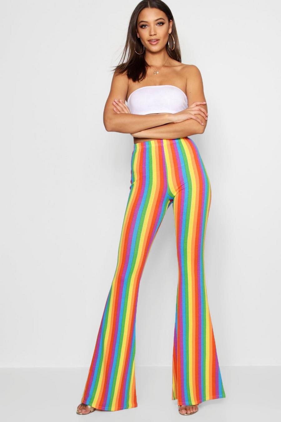 Red Tall Rainbow Stripe Flares image number 1