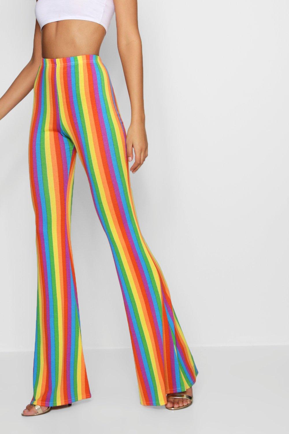 Tall Rainbow Stripe Flares boohoo CA