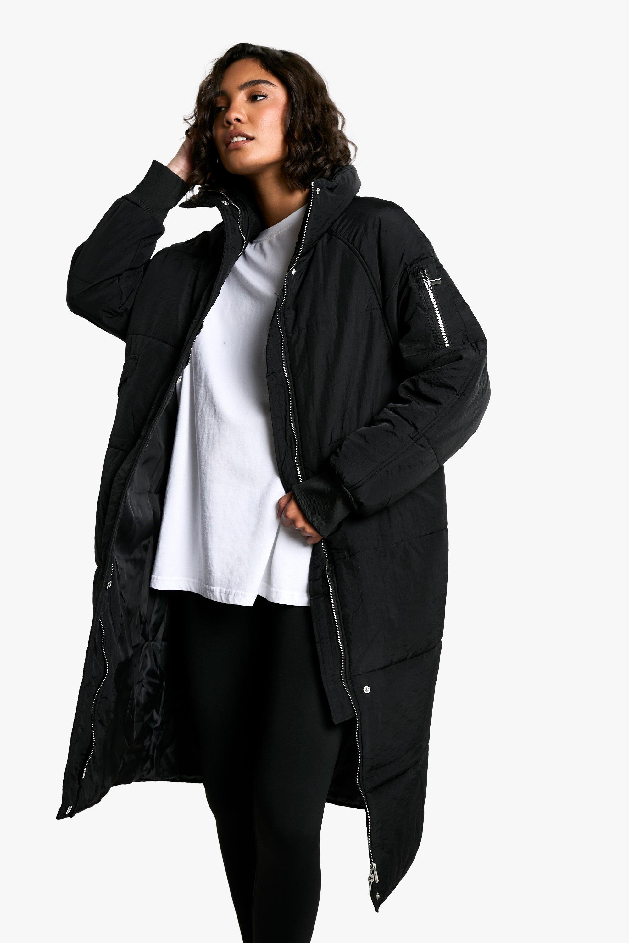 Black Tall Longline Padded Coat