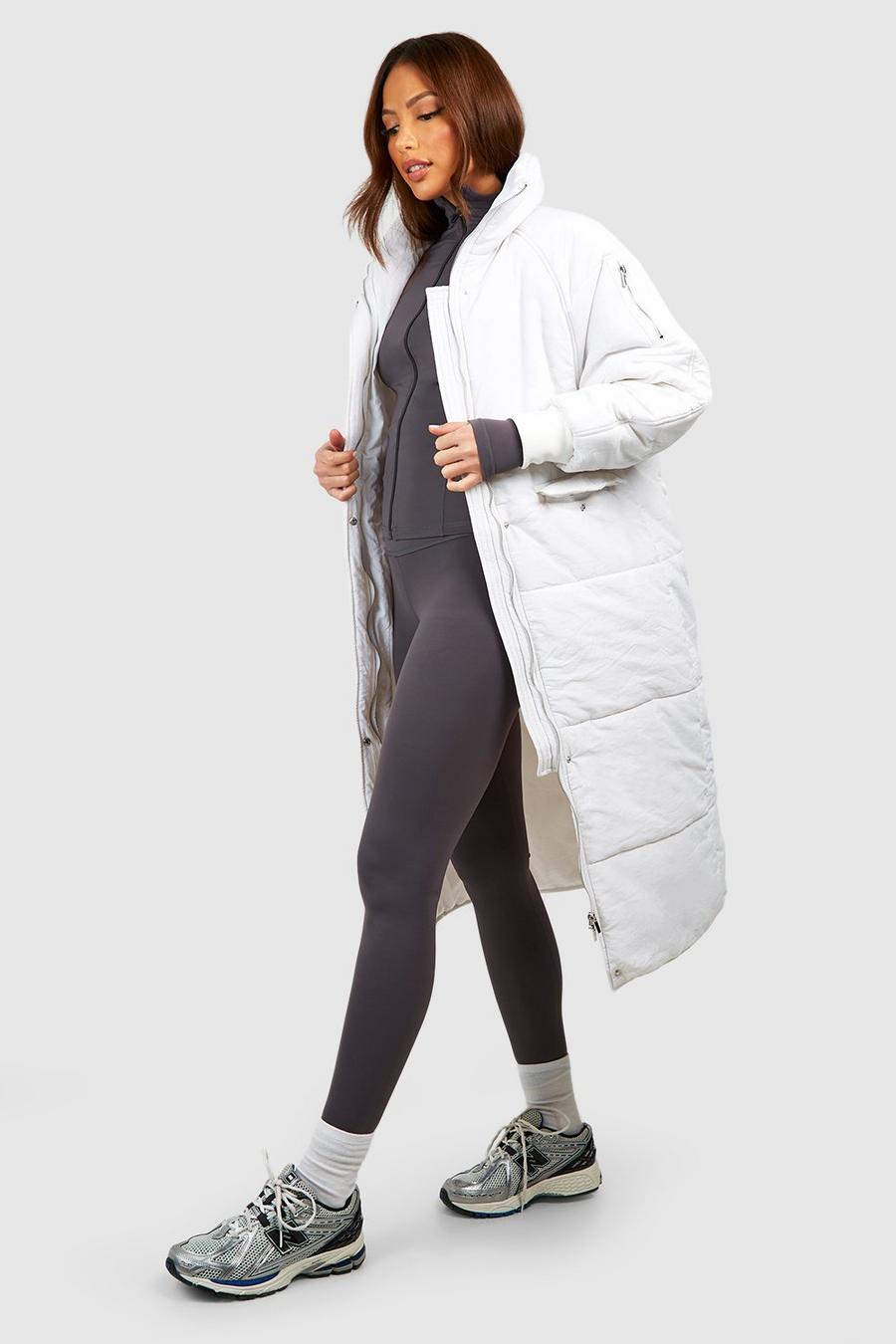 White Tall Longline Padded Coat image number 1