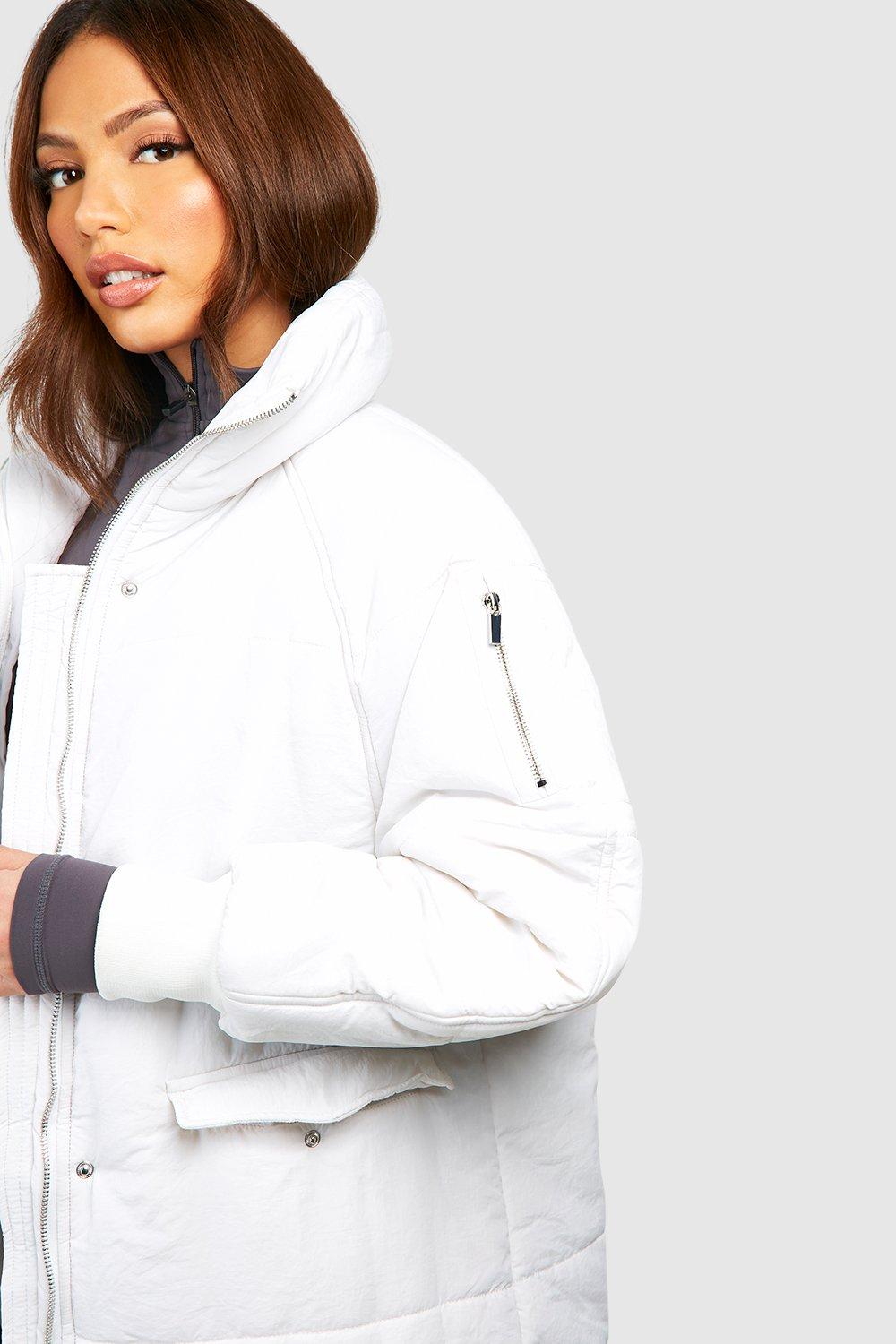 Long white padded on sale coat