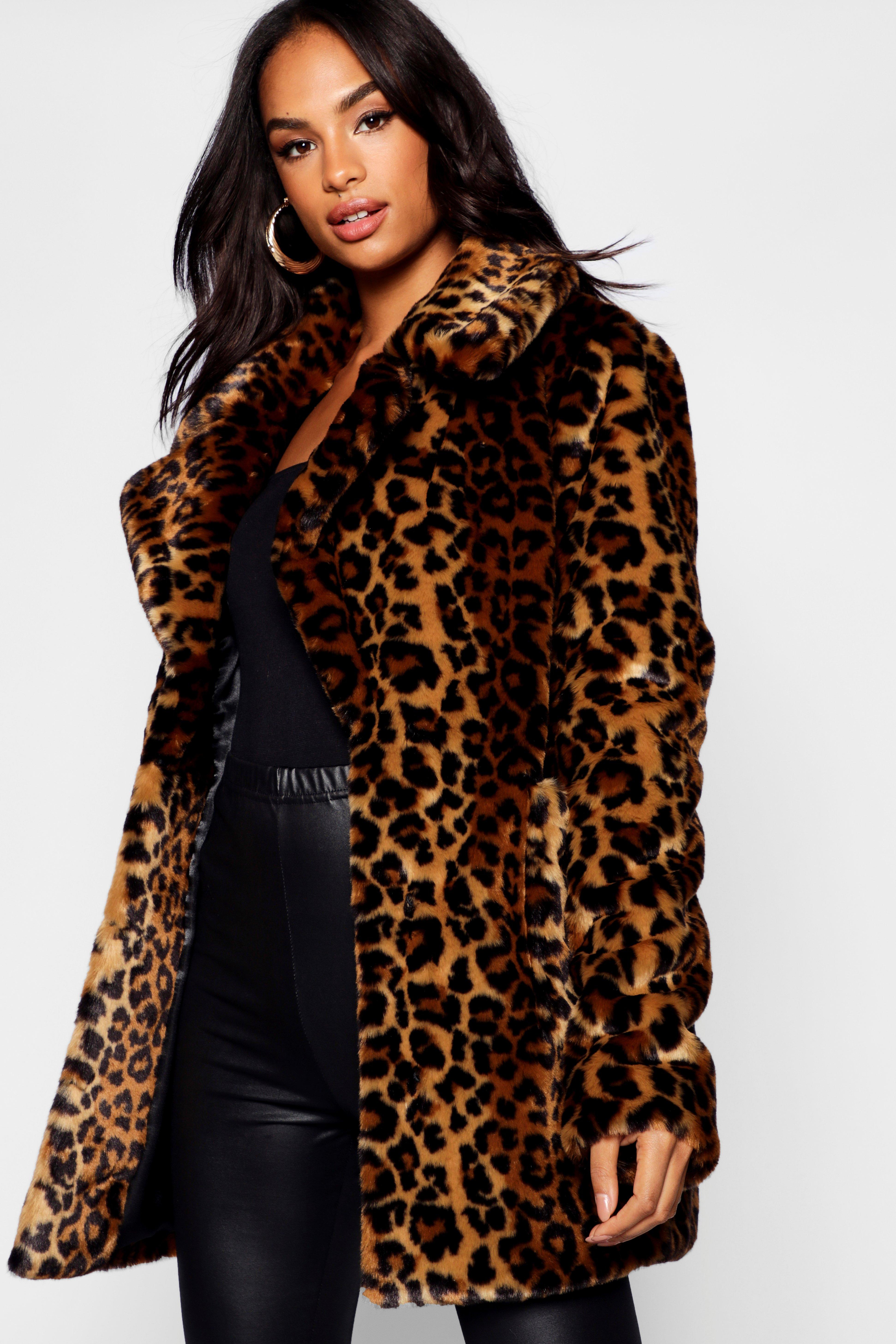 ZARA FAUX FUR LEOPARD PRINT COAT REF.7901/268 XS,S BLOGGERS FAVORITE 