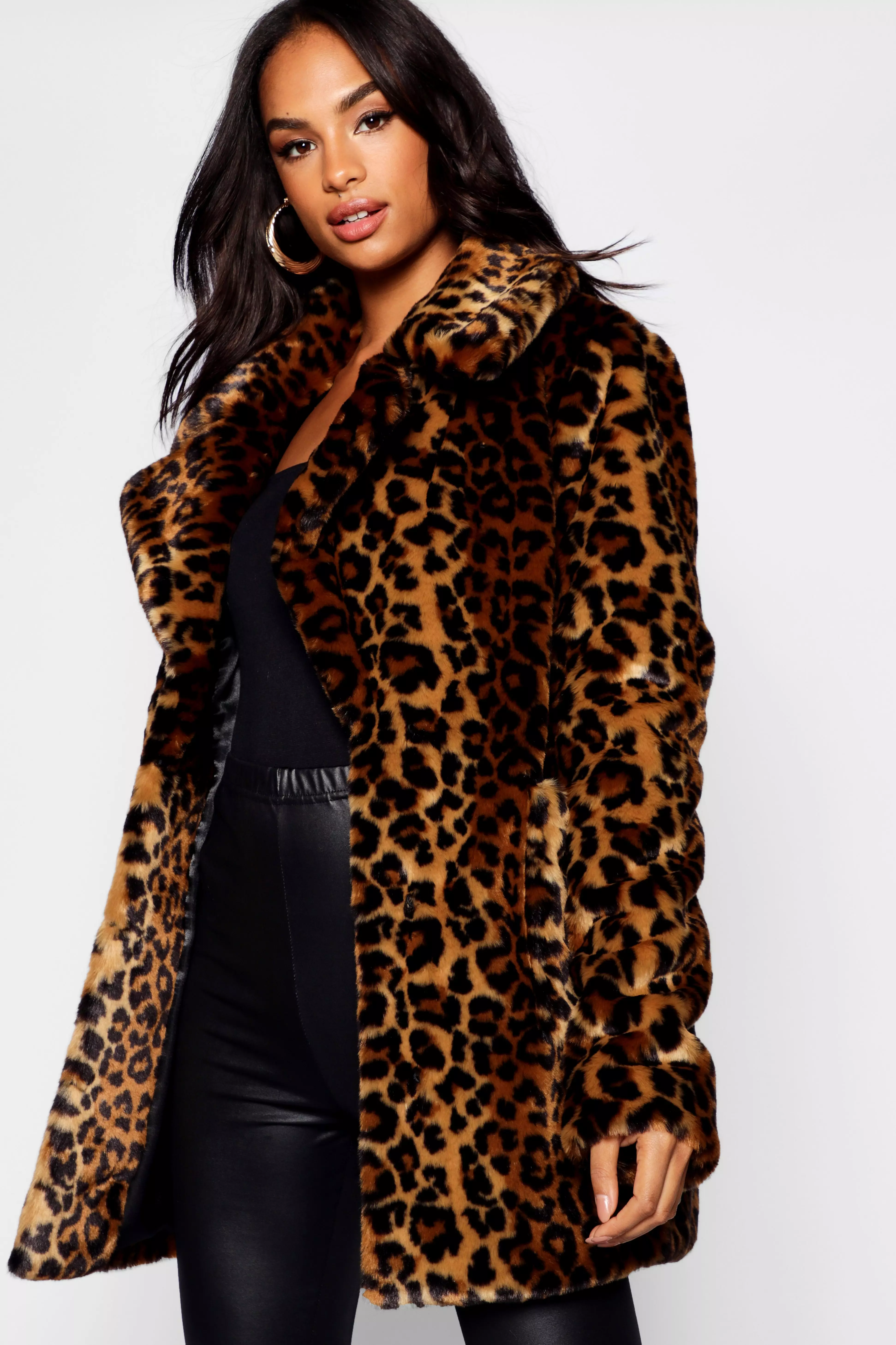 Leopard print store full length coat