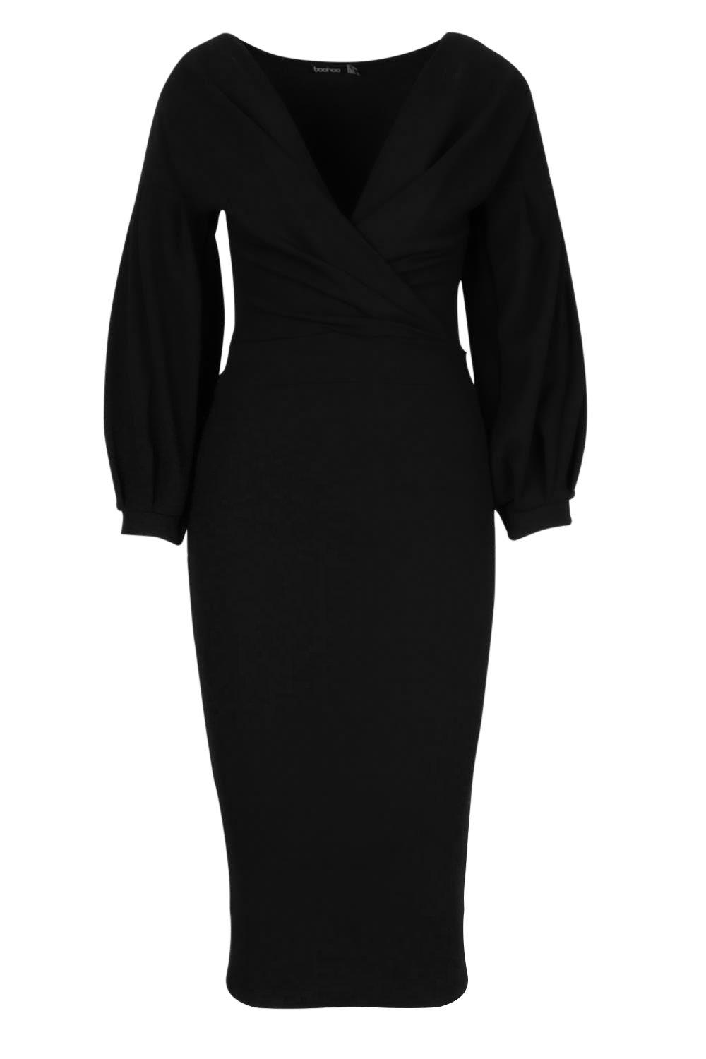 Tall off the shoulder wrap midi bodycon dress online