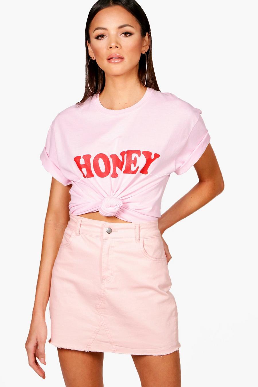 Camiseta en tonos pastel con eslogan Tall, Baby pink image number 1