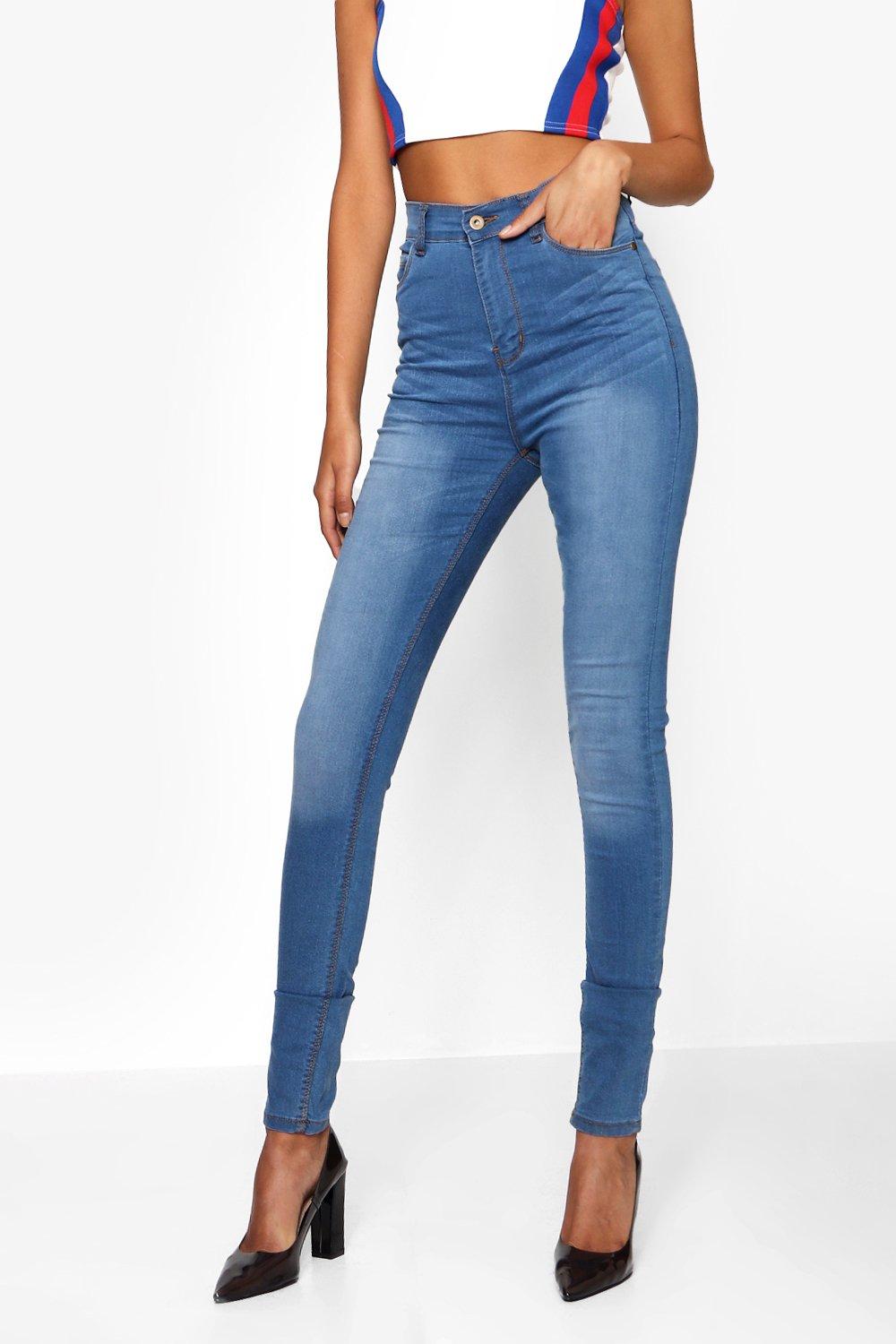 Washed Out High Waisted Denim Jeggings