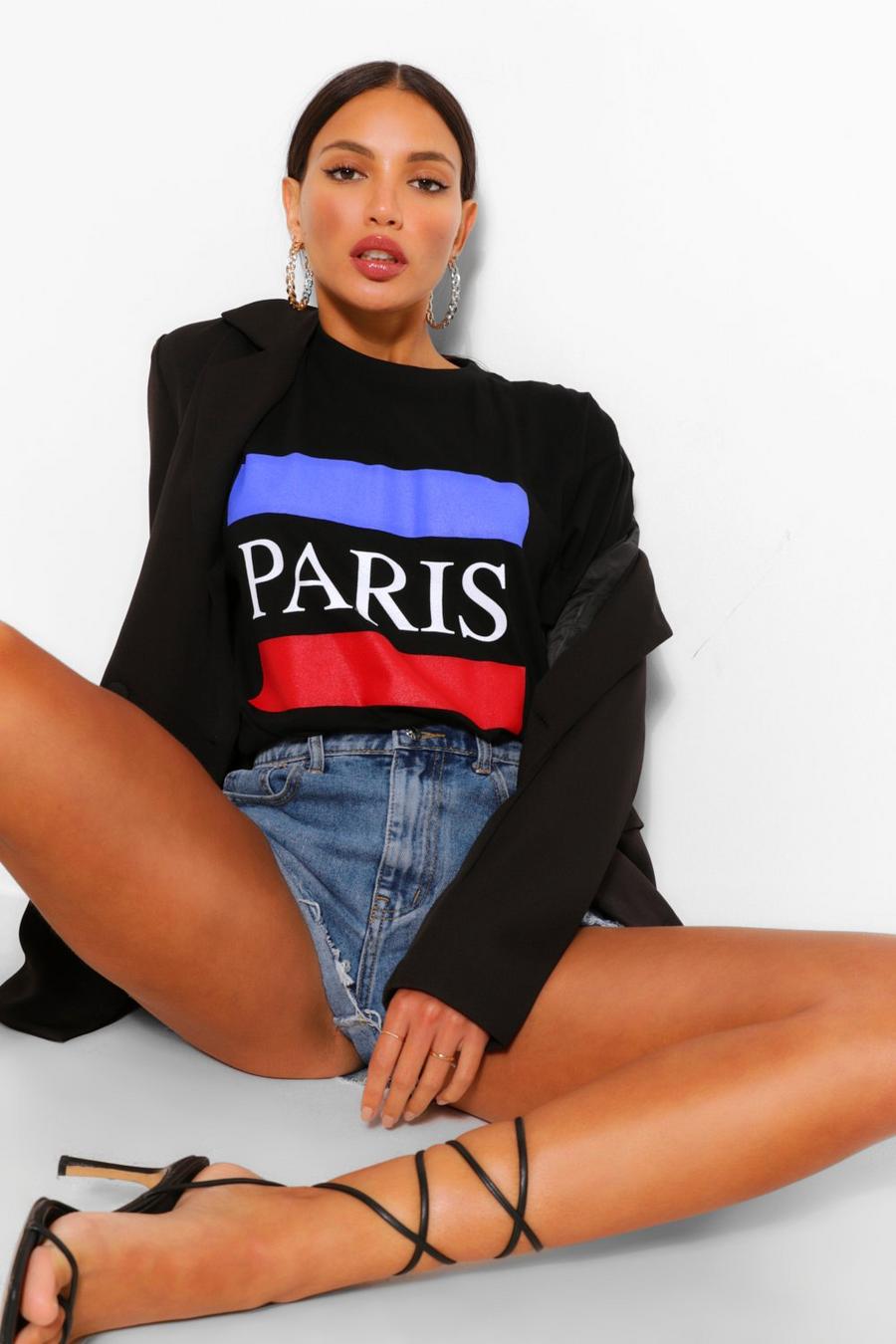 Camiseta con eslogan “Paris” Tall, Black image number 1