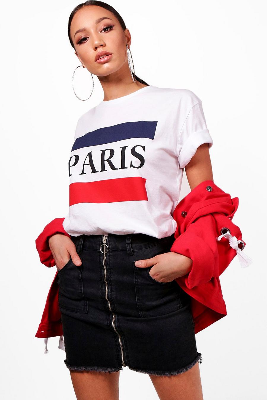 Camiseta con eslogan “Paris” Tall, Blanco image number 1