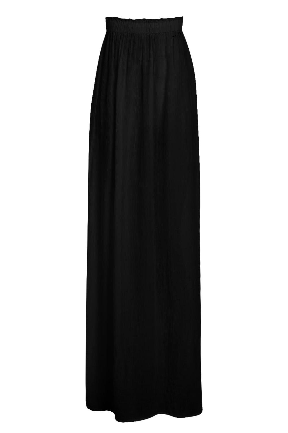 Black Tall Woven Shirred Waist Maxi Skirt