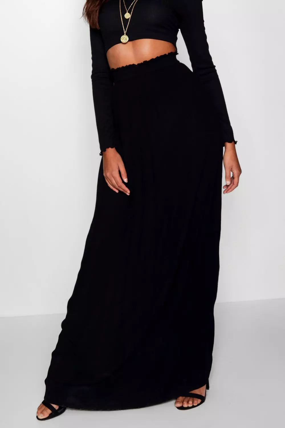 Stone Tall Woven Shirred Waist Maxi Skirt alternative image