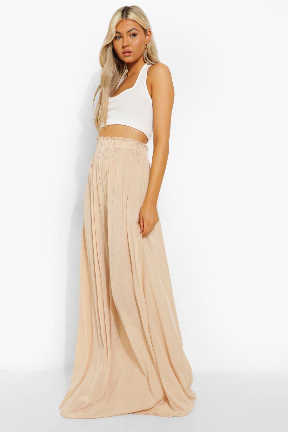 Tall Geweven Maxi Rok Met Geplooide Taille