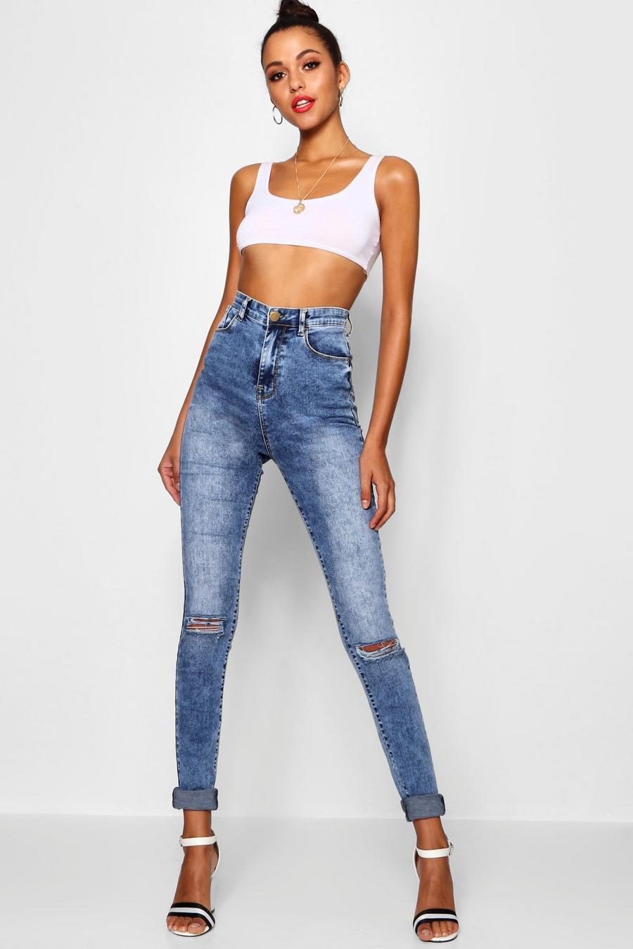 Tall Ripped Knee Turn Up Jeans image number 1