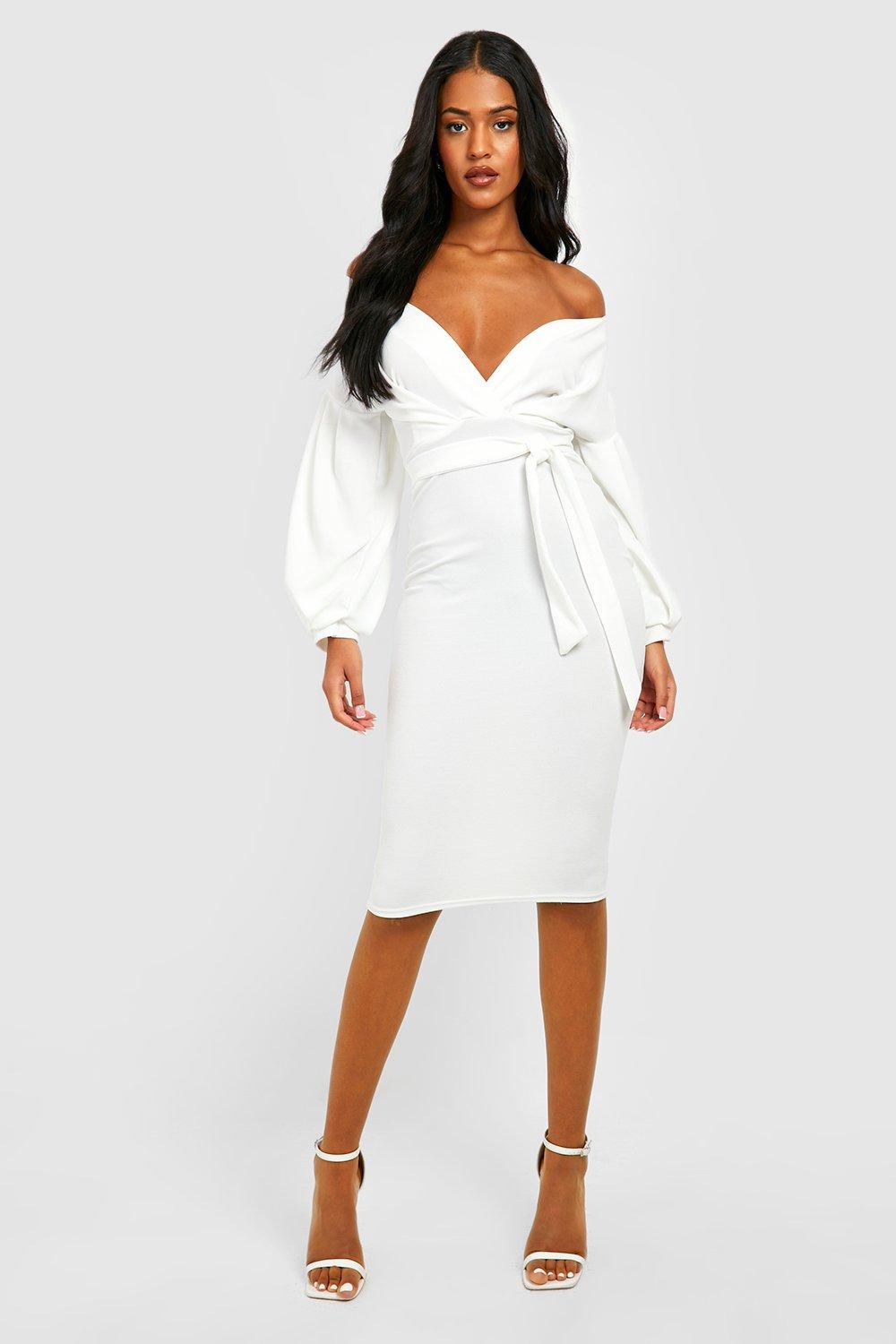 Midi white best sale wrap dress