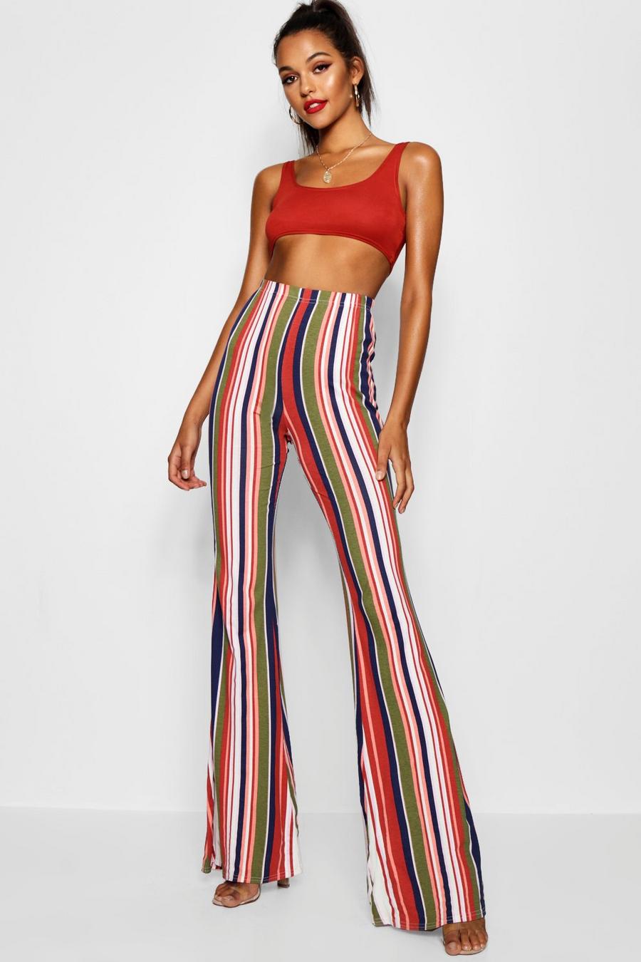 Green Tall Stripe Flares image number 1