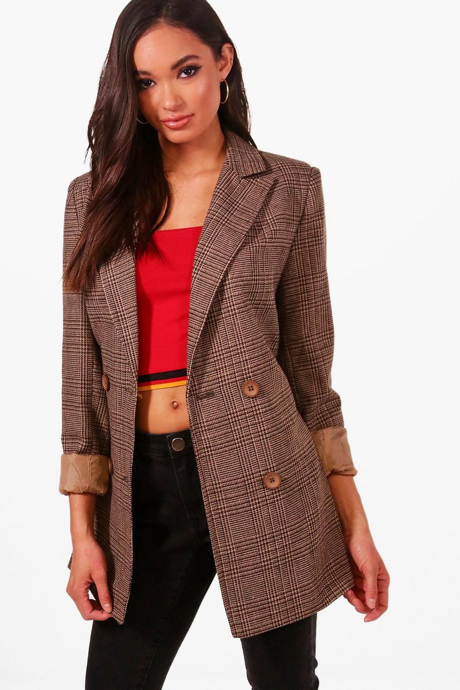 Brown Tall Check Blazer image number 1