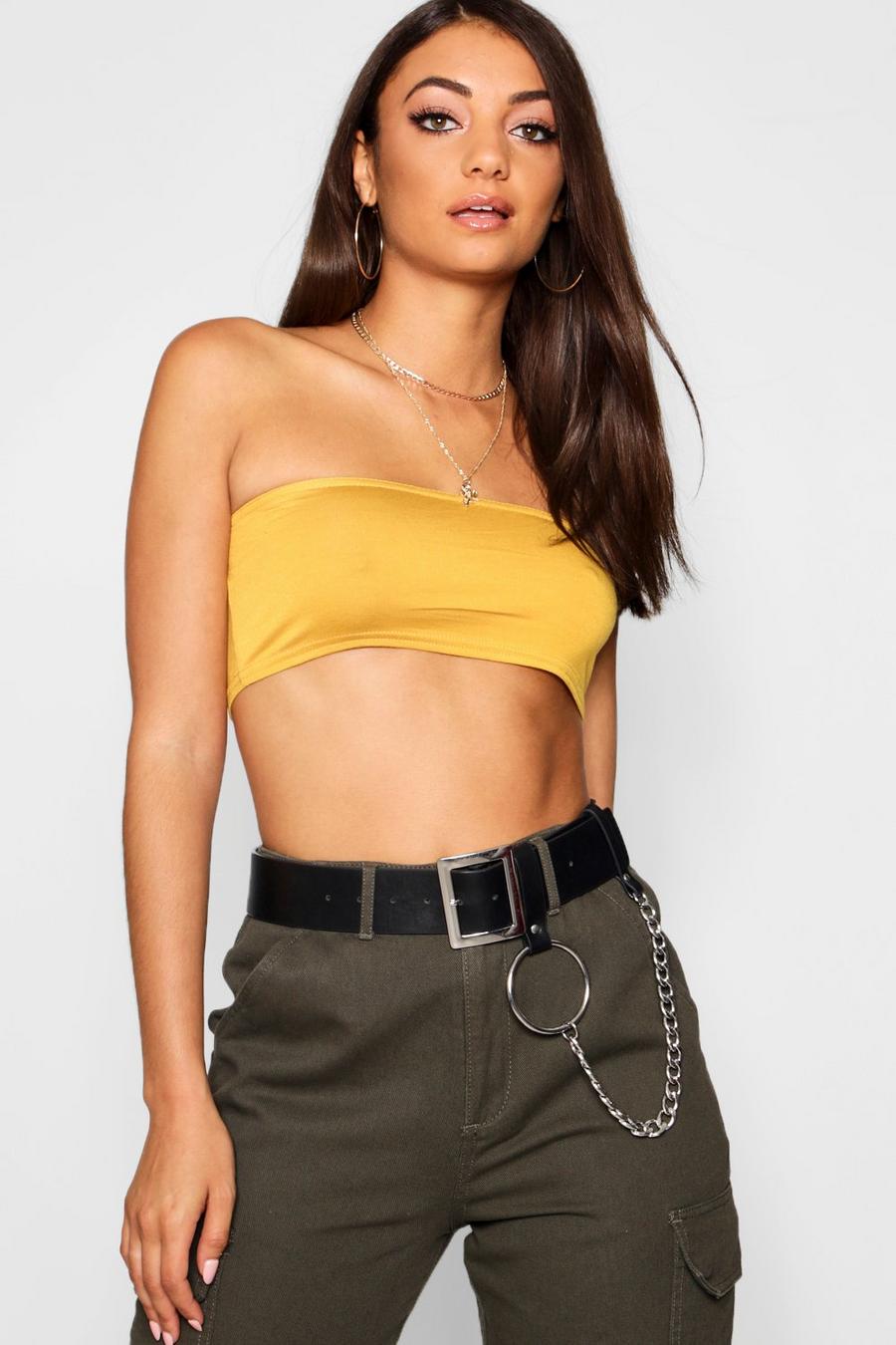 Mustard Tall  Basic Cropped Bandeau Top image number 1
