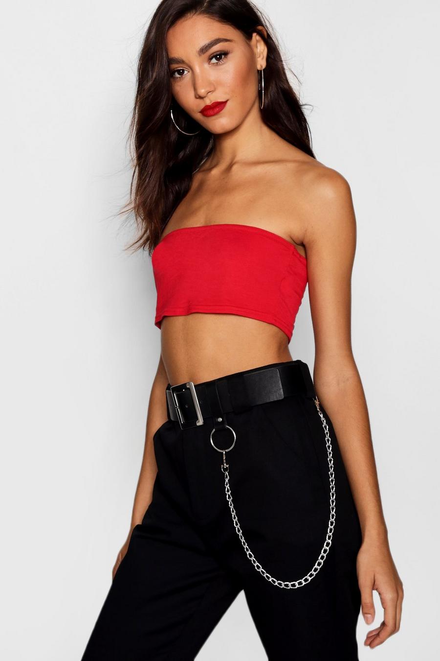 Red Tall  Basic Cropped Bandeau Top image number 1