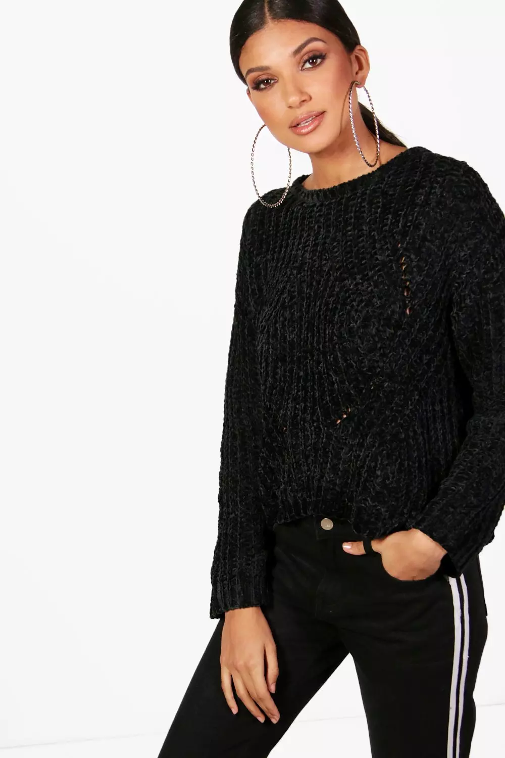 Black chenille sweater best sale