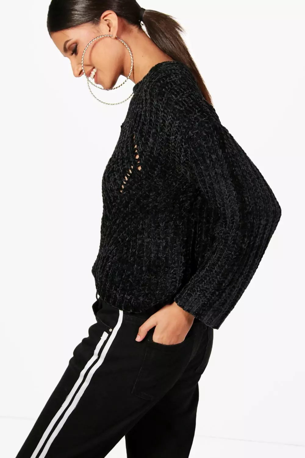 Black chenille jumper best sale