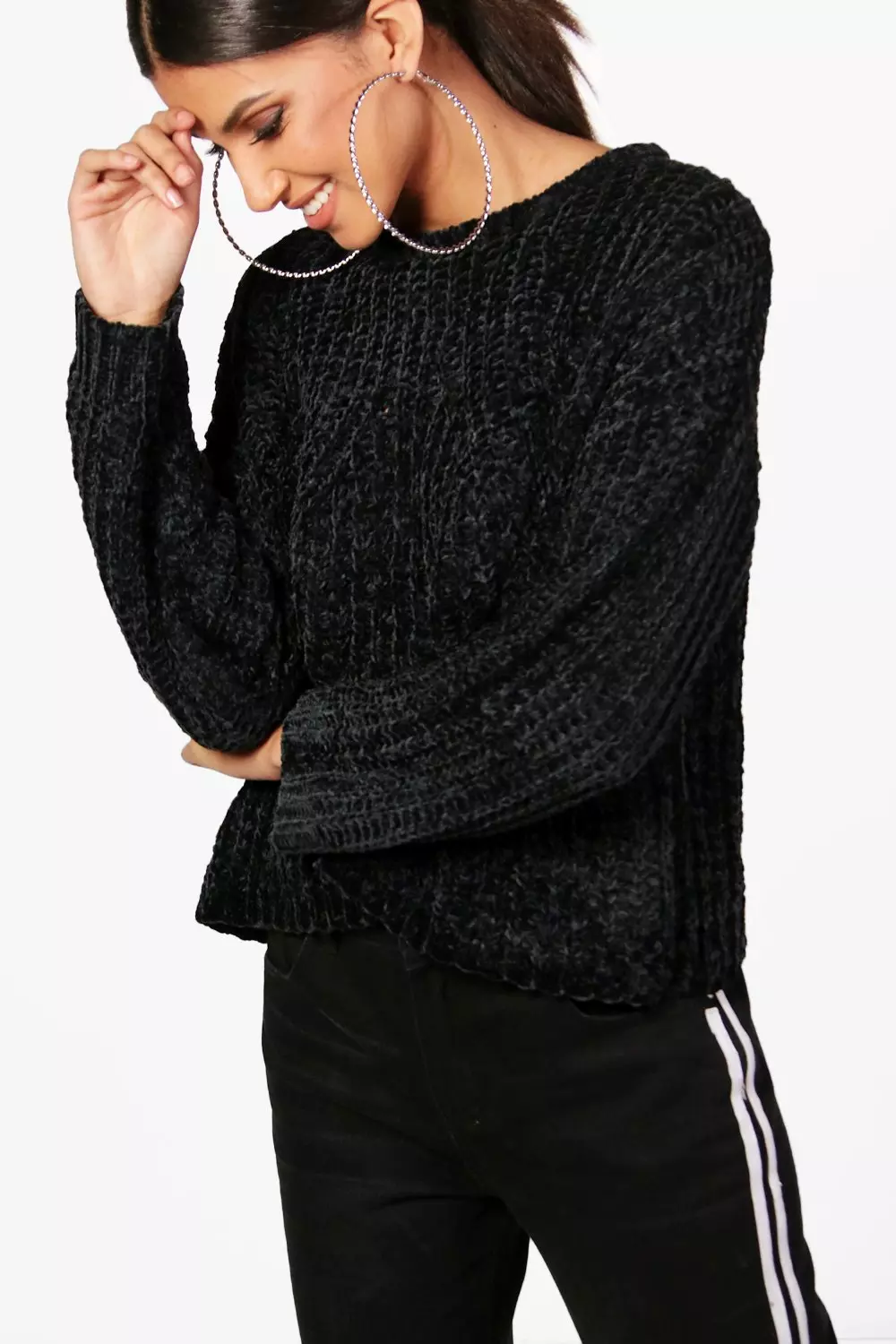 Black chenille jumper hotsell