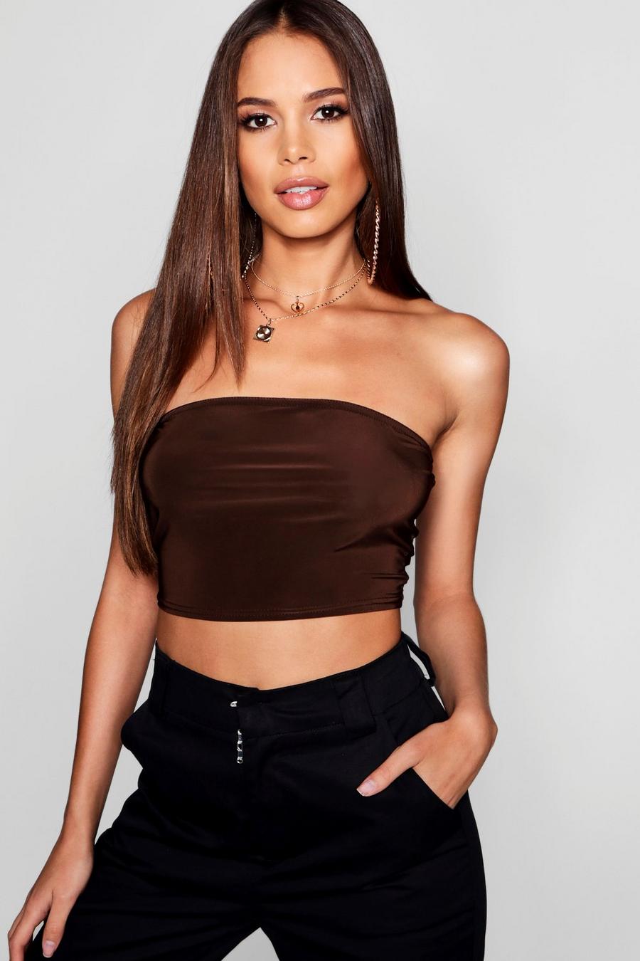Chocolade Tall Jersey Bandeau Top image number 1