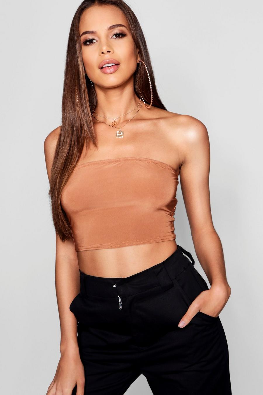 Tan Tall Basic Jersey Bandeau Top image number 1