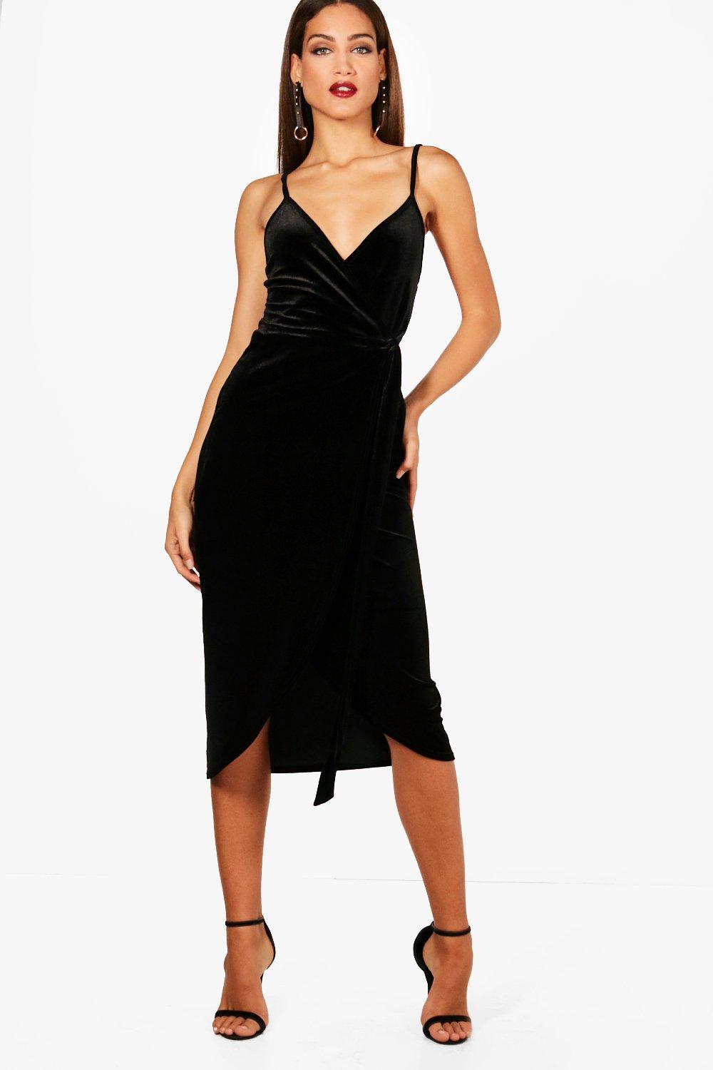 boohoo black velvet dress