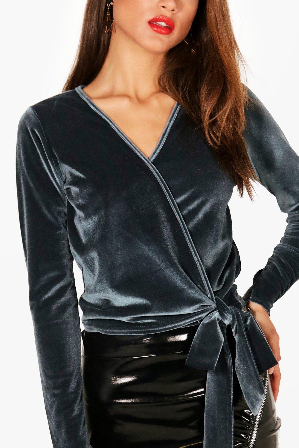 Tall Ella Velvet Wrap Top