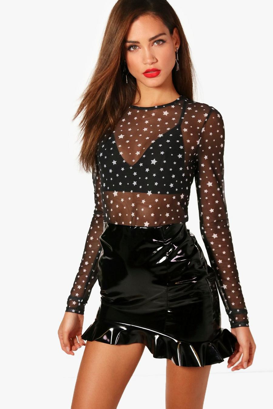 Tall Becky Star Print Sheer Top image number 1