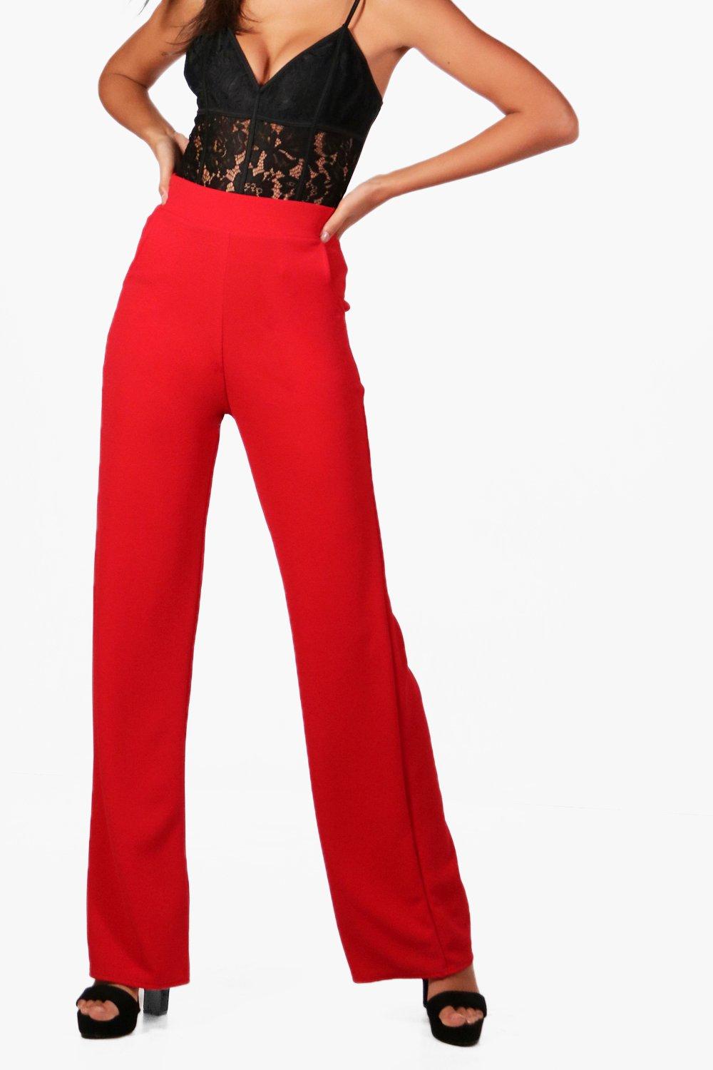 Black High Waist Trousers, Wide Leg Pants, Red Wide Leg Pants