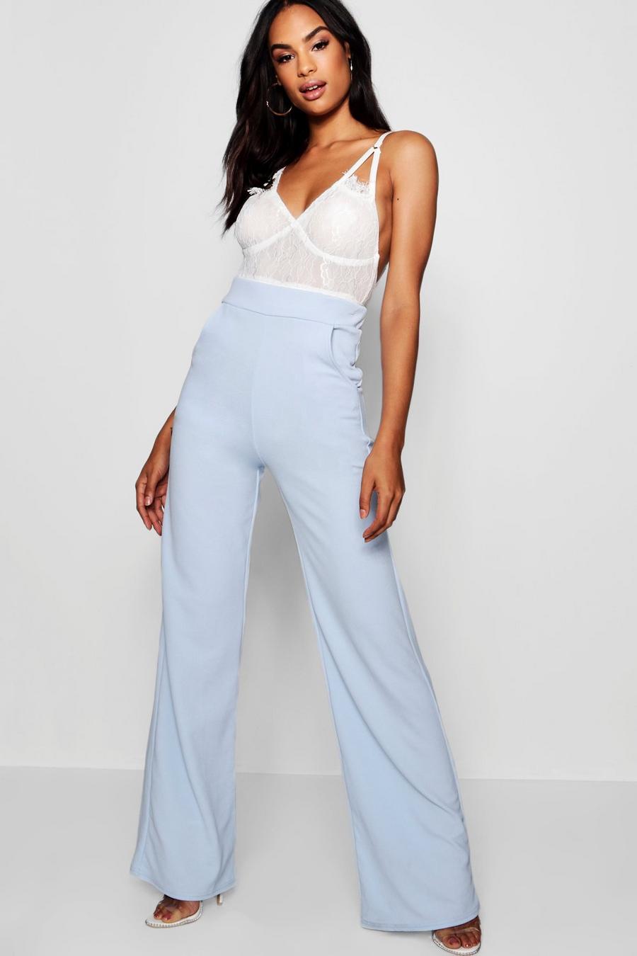 Pastel blue Tall High Waisted Wide Leg Trousers image number 1
