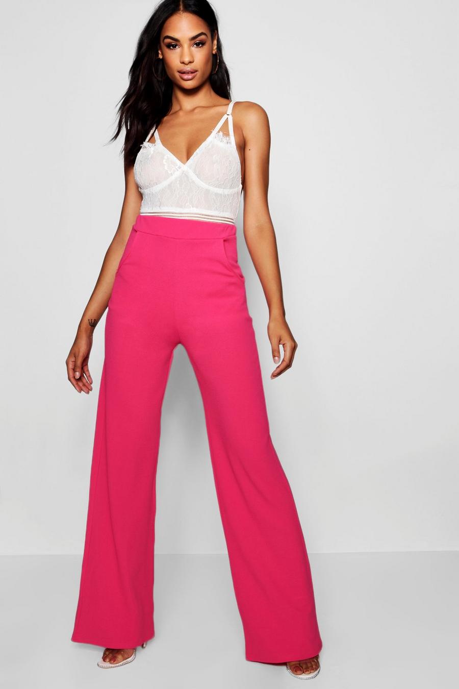 Pink Tall High Waisted Wide Leg Trousers image number 1