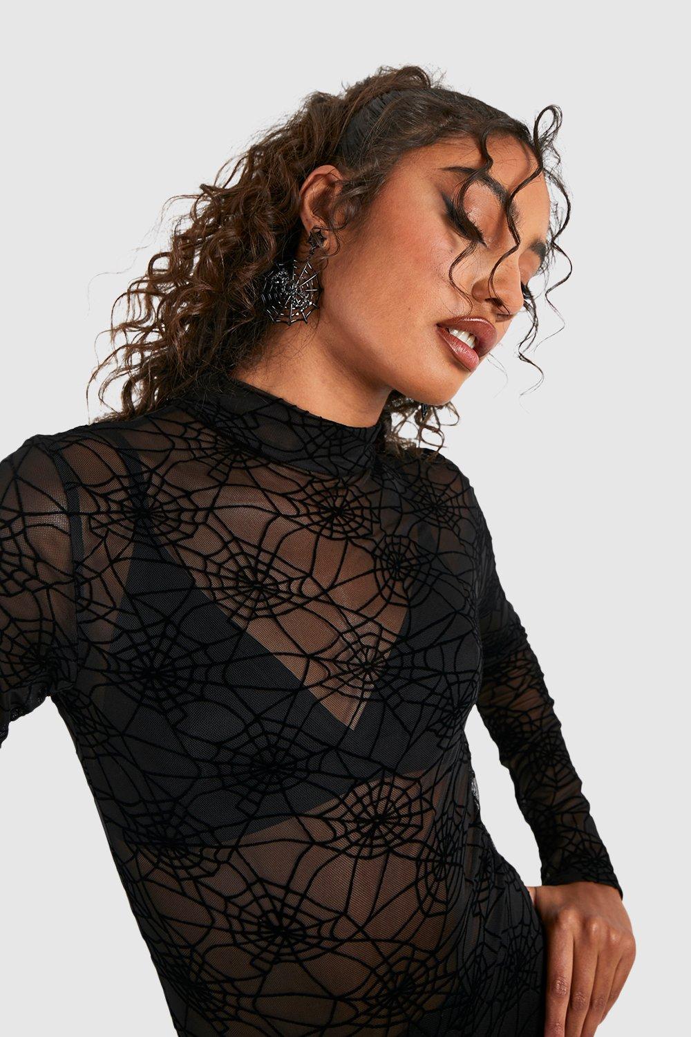 Boohoo Halloween Spider Web Body