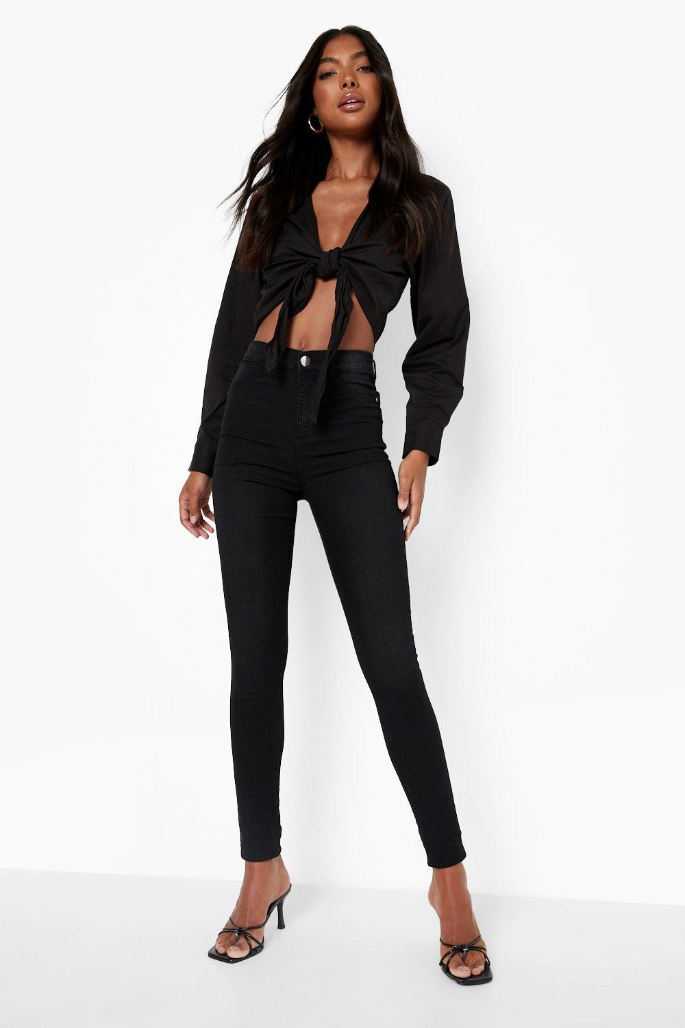 Tall black high hot sale waisted skinny jeans