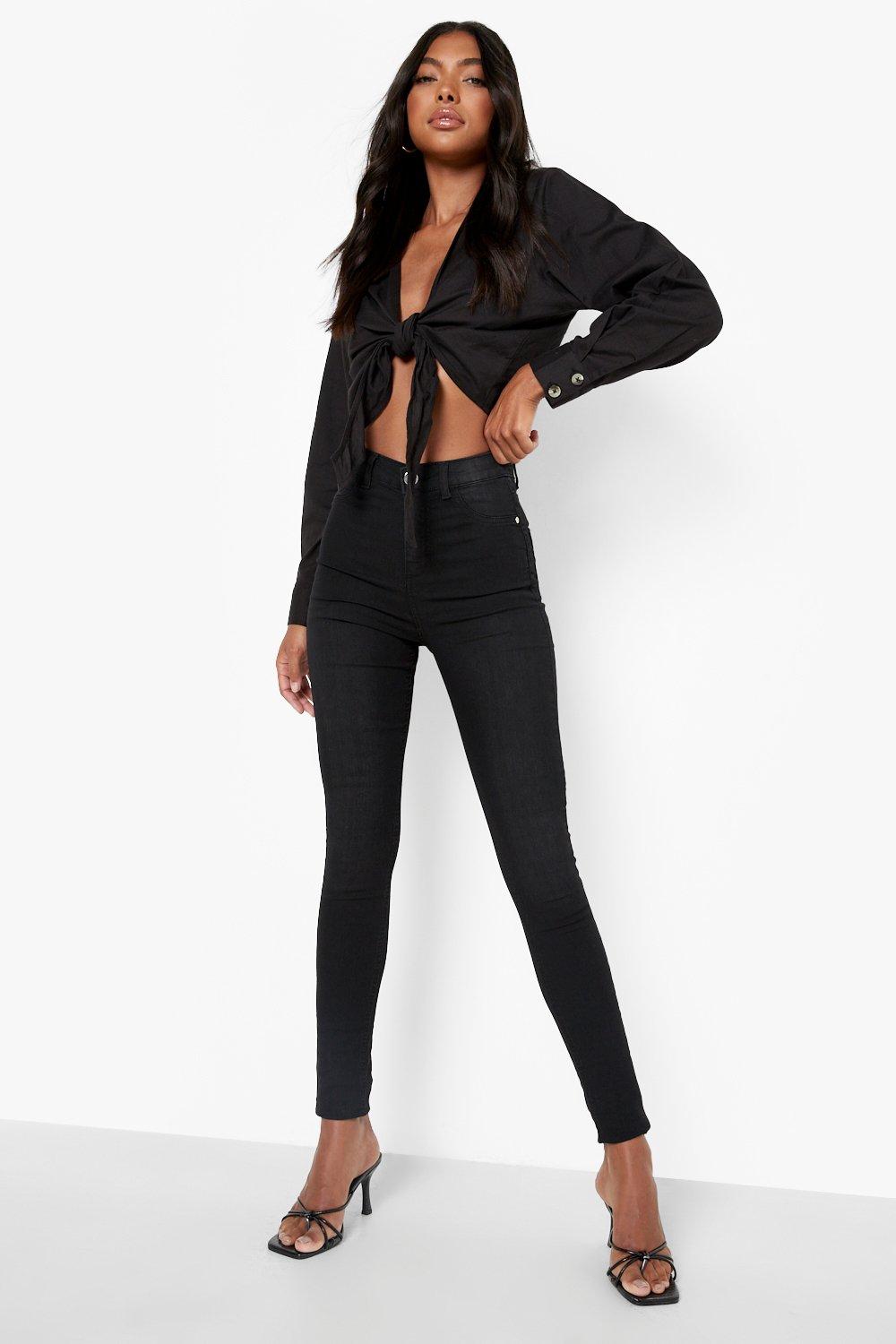 Black denim look clearance leggings