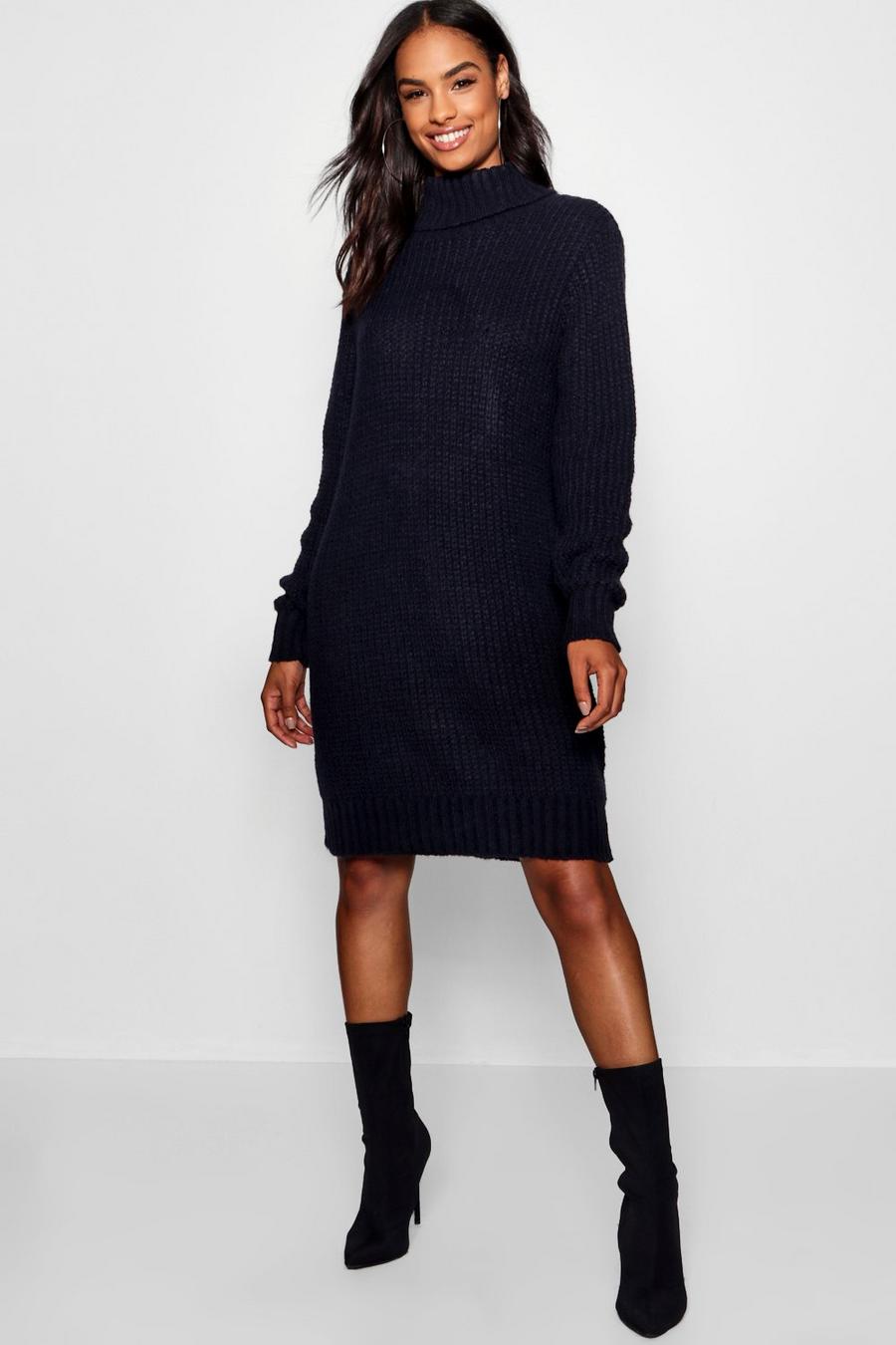 Navy Tall Soft Knit Turtleneck Sweater Dress image number 1
