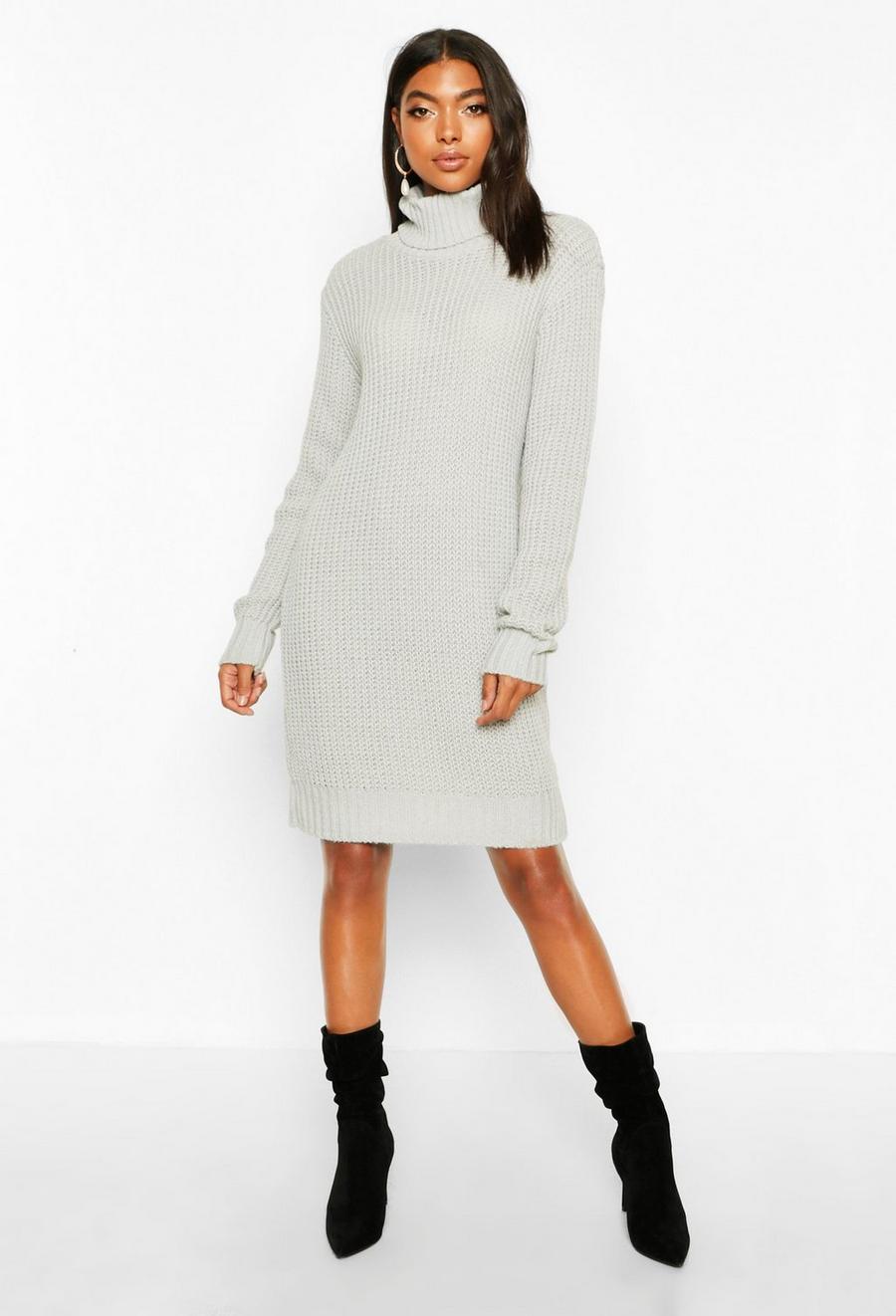 Silver Tall  Soft Knit Roll Neck Jumper Dress image number 1