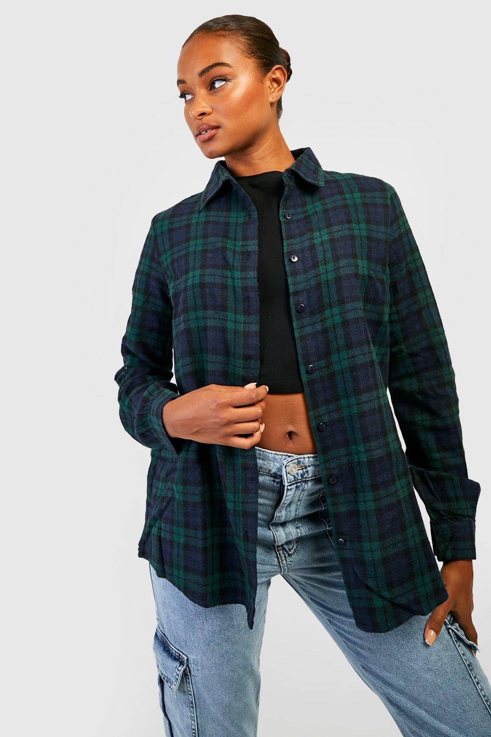 Green checkered shirt womens sale