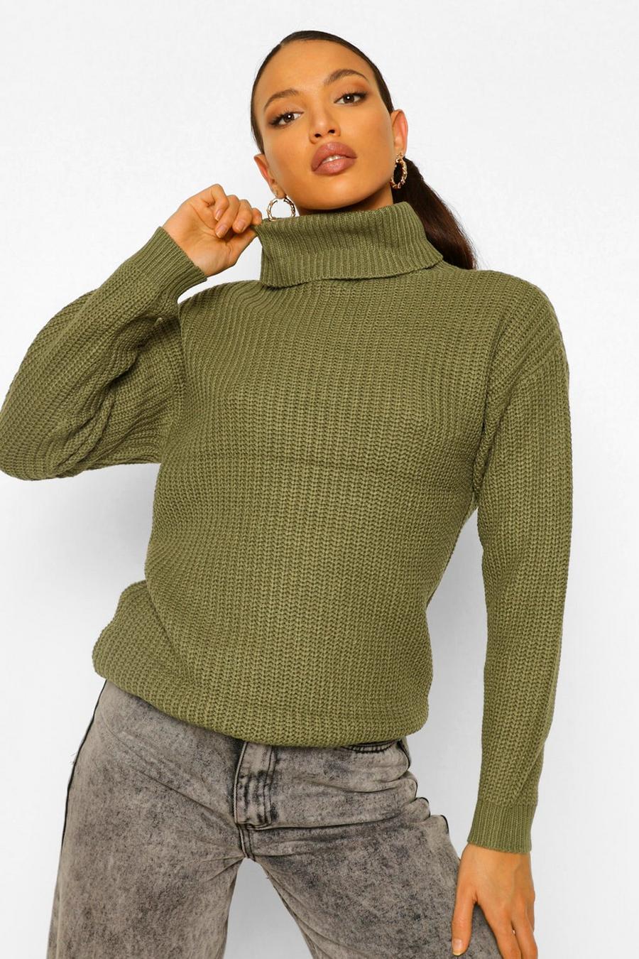 Khaki Tall Basic Turtleneck Sweater image number 1