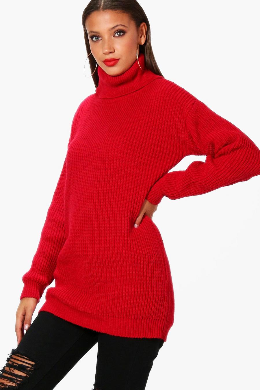 Red Tall Basic Turtleneck Sweater image number 1