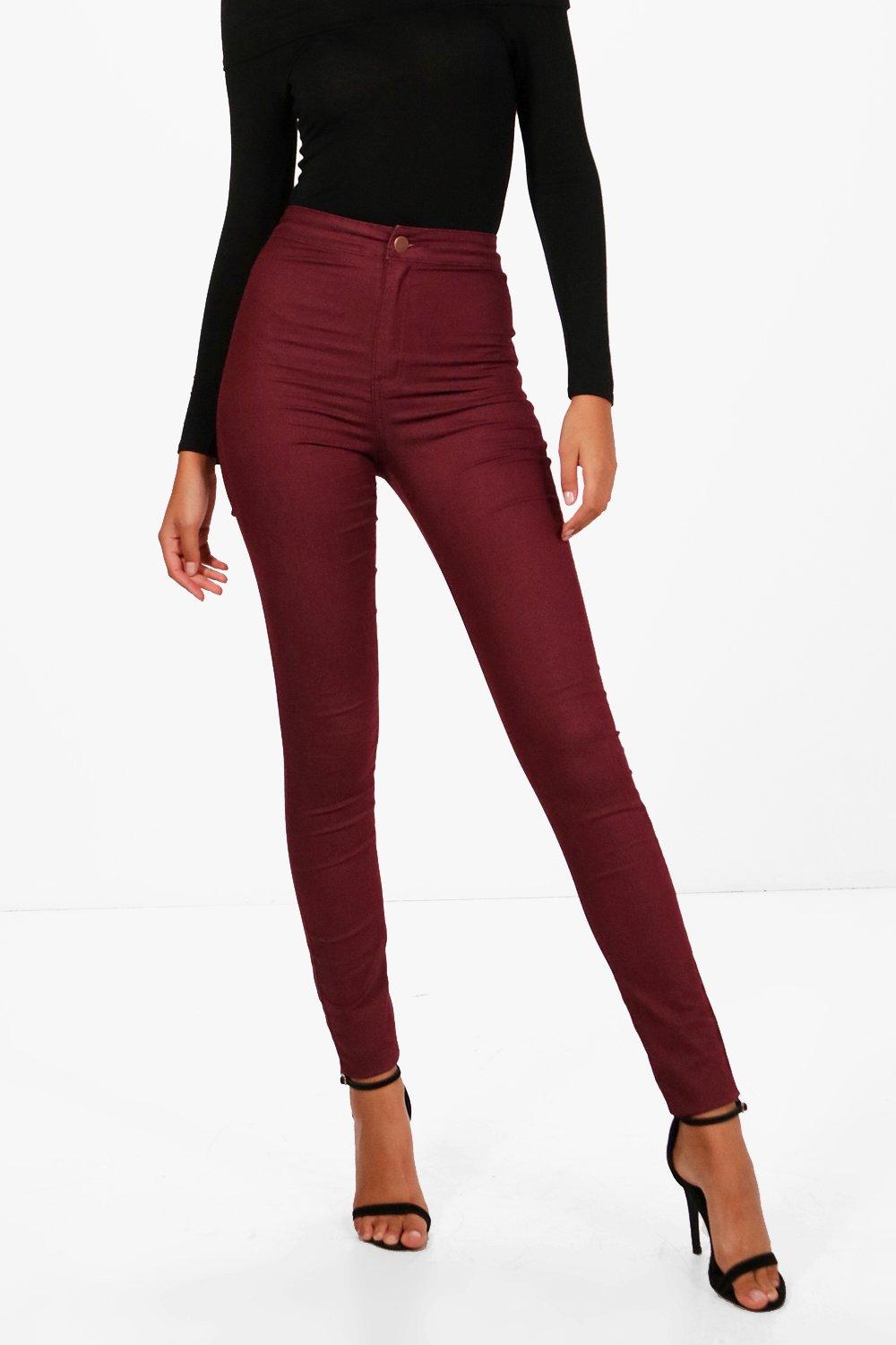 maroon high waisted jeans
