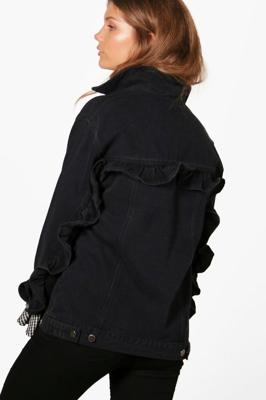 Tall Sara Ruffle Back & Sleeve Denim Jacket image number 1