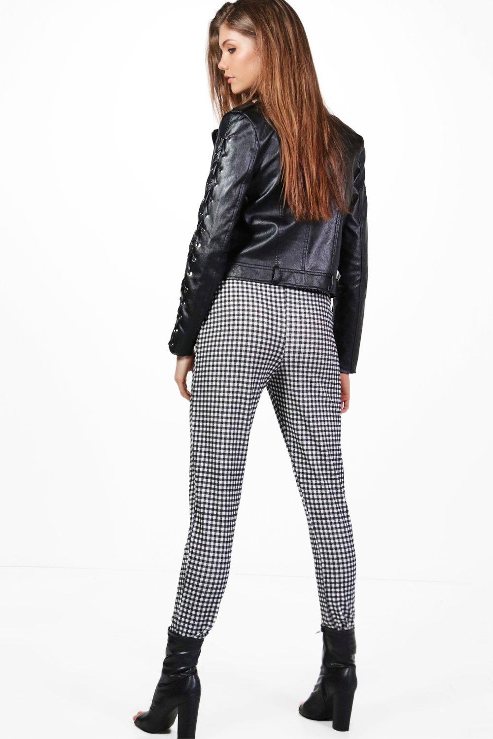 High waist gingham trousers deals