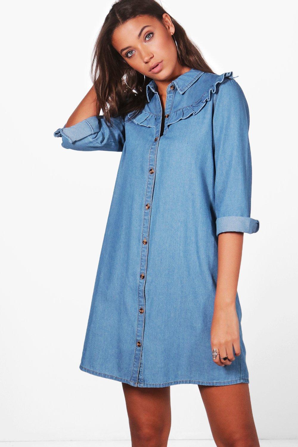 boohoo denim shirt dress