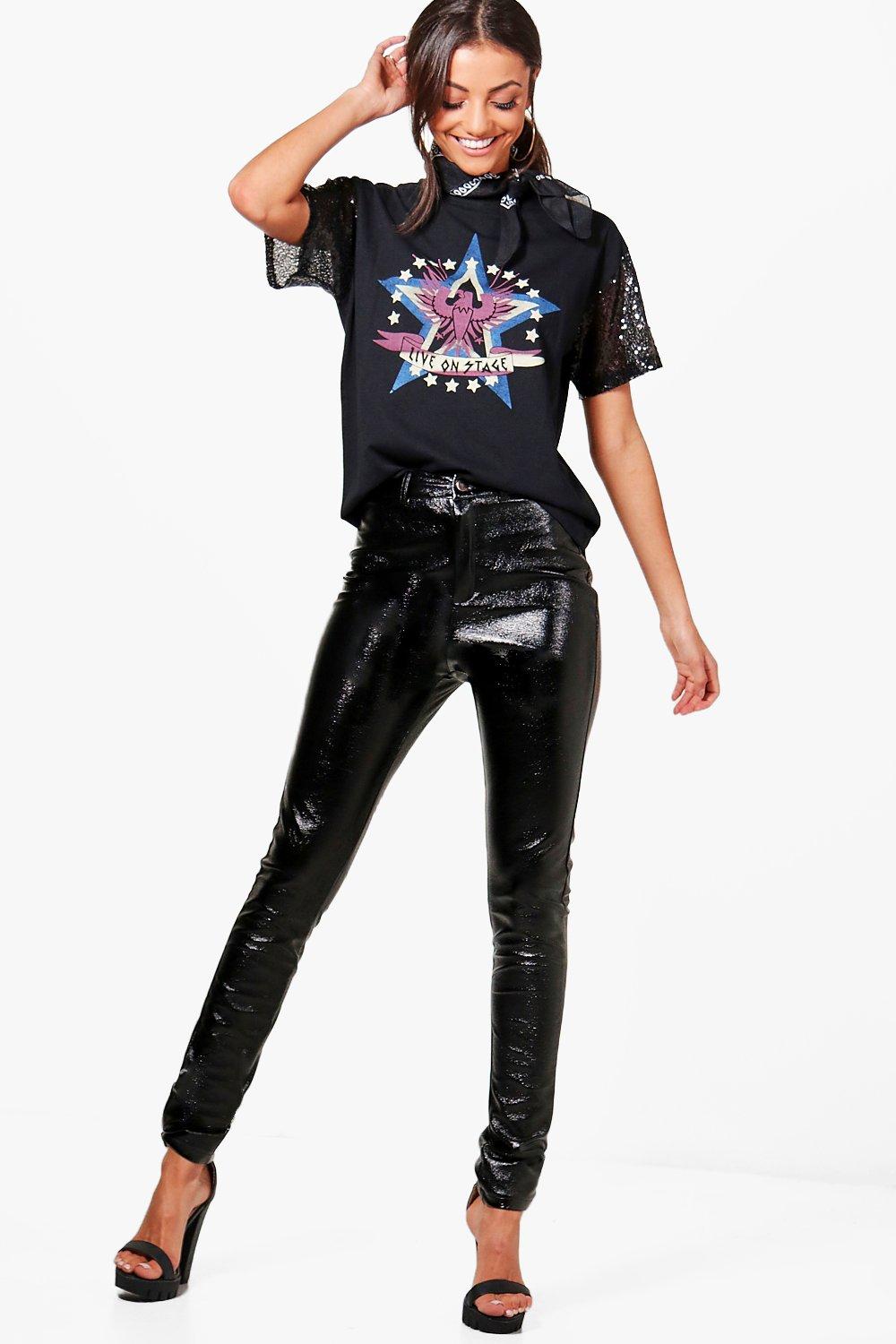 boohoo vinyl pants