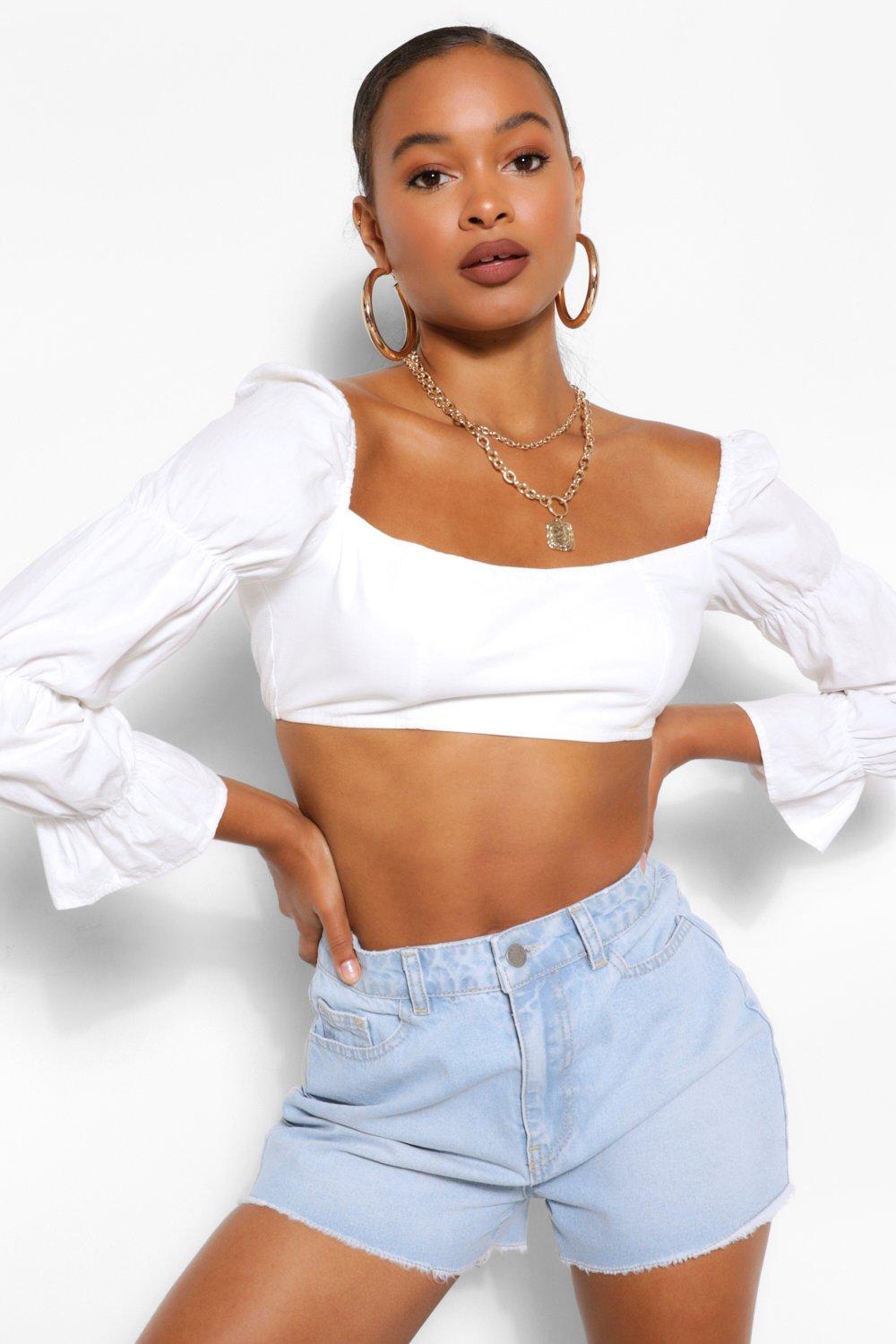 crop top with jean shorts