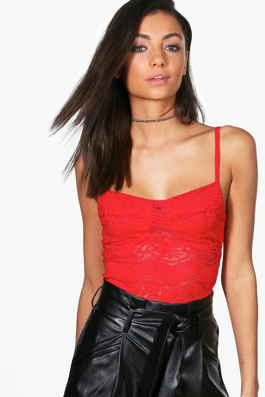 Tall Bustier aus Spitze, Rot rouge image number 1