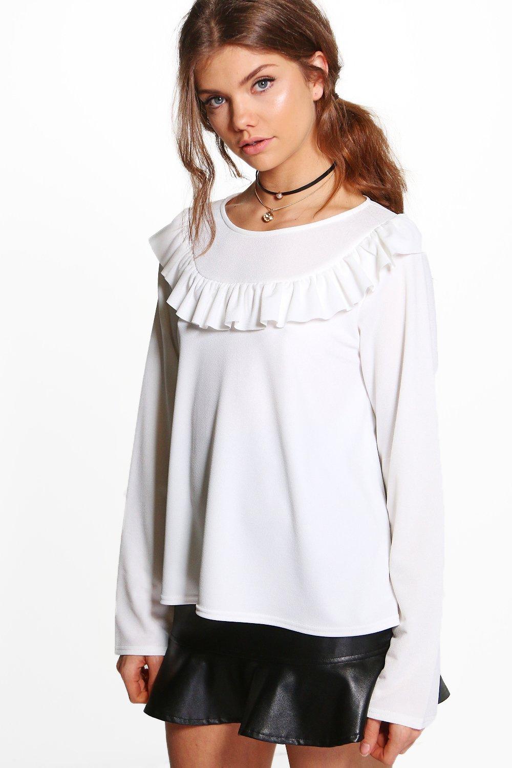 ruffle front top