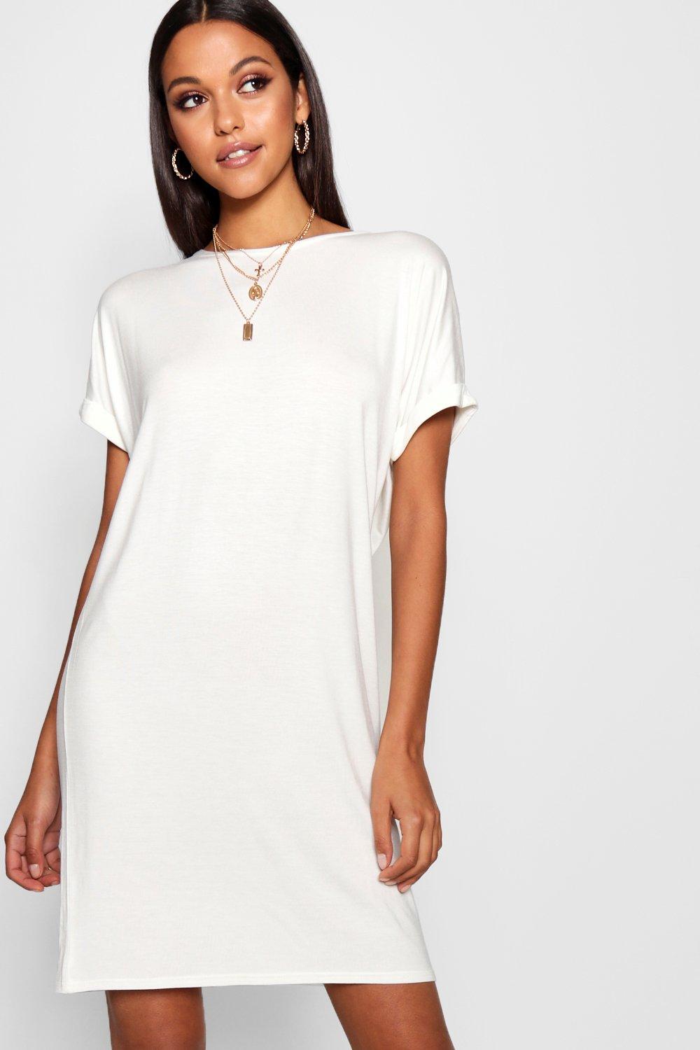 Boohoo white outlet t shirt dress