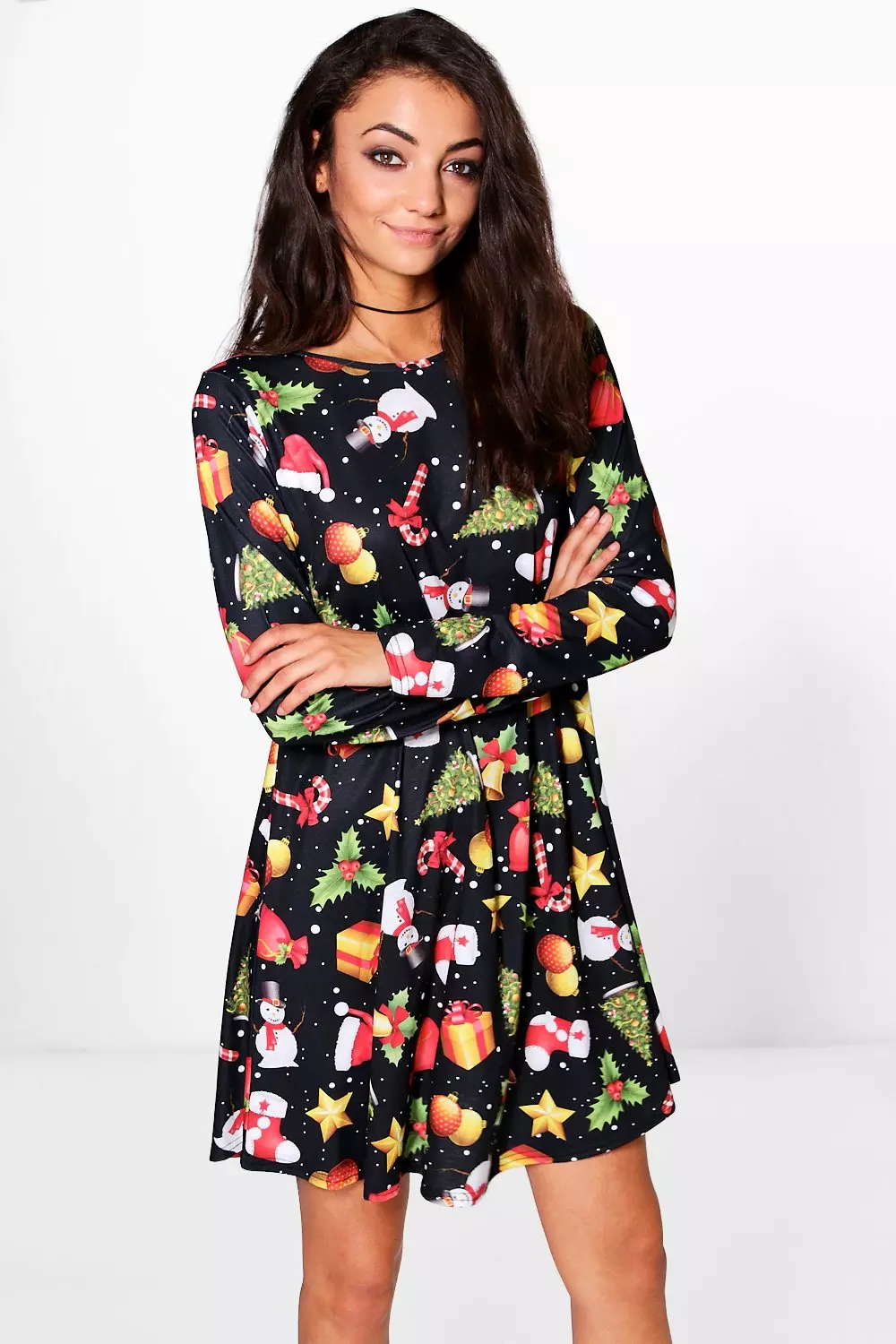 Christmas print skater store dress